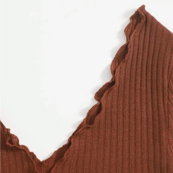 SHEIN Plus V-neck Rib-knit Tee - Picture 2 of 6